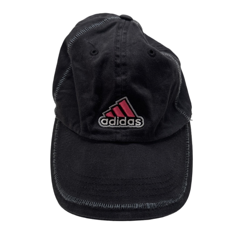 Y2K ADIDAS women's black/pink brand embroirdered adjustable baseball cap, O/S.